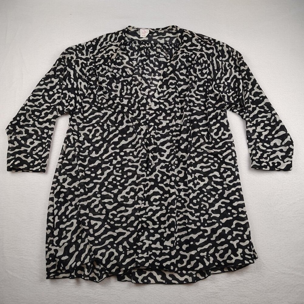 VTG Oscar de la Renta Tunic Dress Womens sz M Black White Sheer